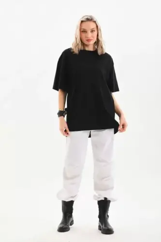 Unisex Crew Neck 20/1 Plain Oversize T-Shirt - Black - 2