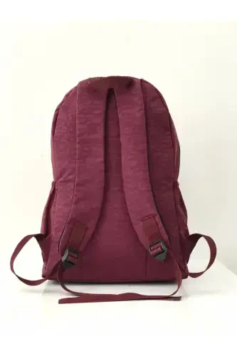 Unisex Crinkle Waterproof Fabric Large Multi-Pocket School and Travel Backpack Cty-lbn-101-burgundy - 3