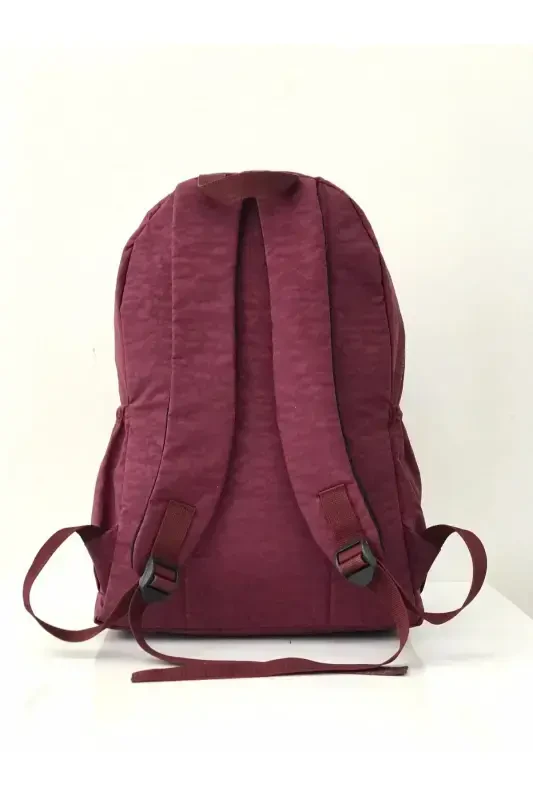 Unisex Crinkle Waterproof Fabric Large Multi-Pocket School and Travel Backpack Cty-lbn-101-burgundy - 3
