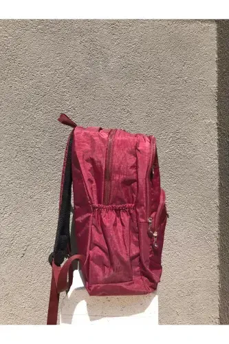 Unisex Crinkle Waterproof Fabric Large Multi-Pocket School and Travel Backpack Cty-lbn-101-burgundy - 5