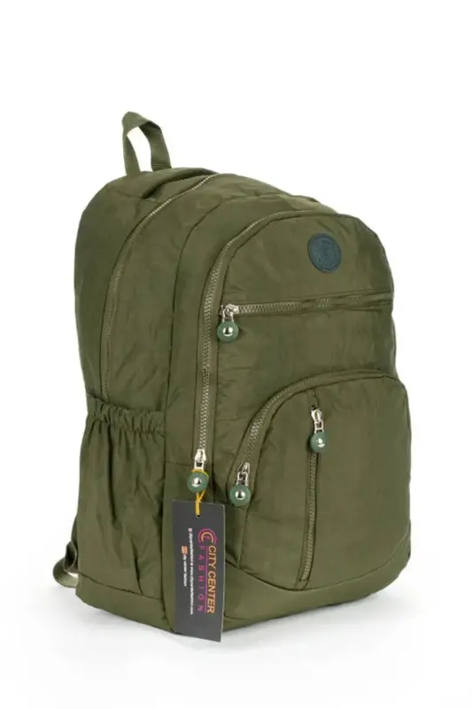Unisex Crinkle Waterproof Fabric Large Multi-Pocket School and Travel Backpack Cty-lbn-101-Khaki - CITYCENTERFASHION