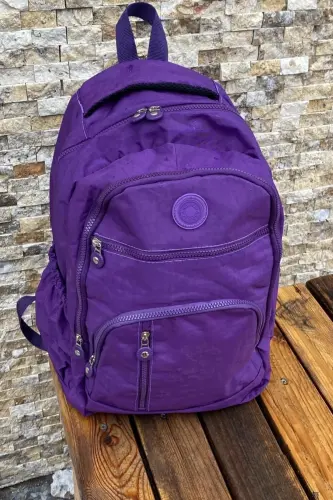 Unisex Crinkle Waterproof Fabric Large Multi-Pocket School and Travel Backpack Cty-lbn-101-Purple - 3