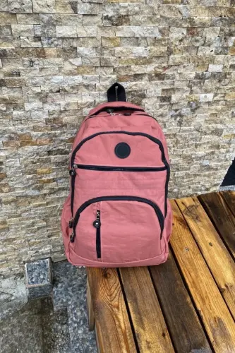 Unisex Crinkle Waterproof Fabric Large Multi-Pocket School and Travel Backpack Cty-lbn-101-Salmon - CITYCENTERFASHION (1)