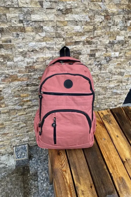 Unisex Crinkle Waterproof Fabric Large Multi-Pocket School and Travel Backpack Cty-lbn-101-Salmon - 2