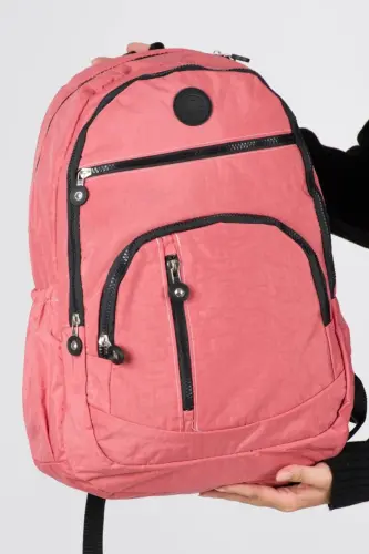 Unisex Crinkle Waterproof Fabric Large Multi-Pocket School and Travel Backpack Cty-lbn-101-Salmon - 3