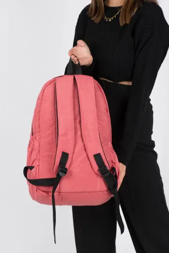 Unisex Crinkle Waterproof Fabric Large Multi-Pocket School and Travel Backpack Cty-lbn-101-Salmon - 4