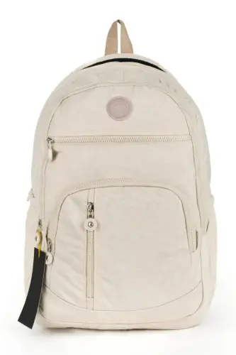 Unisex Crinkle Waterproof Fabric Large Size Multi-Pocket School and Travel Backpack cty-lbn-101 - Cream - 3
