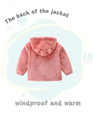 Unisex Cute Polar Fleece Lined Sherpa Full-Zip Jacket Coat Winter Warm Hoodie for 0-4t - 5
