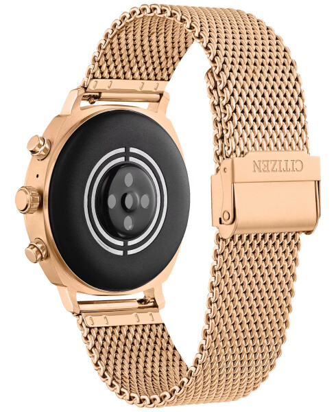 Unisex CZ Smart Wear OS Rose Gold-Tone Stainless Steel Mesh Bracelet Smart Watch 41mm Rose Gold-tone - 3