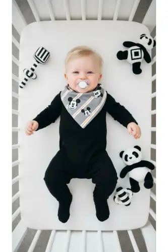 Unisex Детский слюнявчик, 100% хлопок, черно-белые тона, двойной слой, 10 шт. - 5