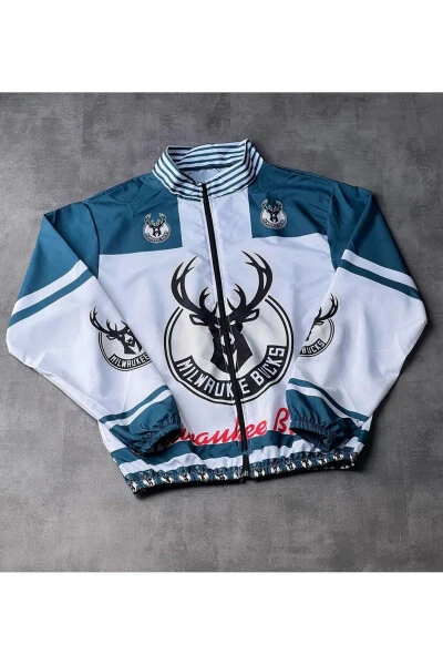 Unisex dizayndagi bosib chiqarilgan fermuarlı parashyut matodan yasalgan yomg'ir paltosi - MHM