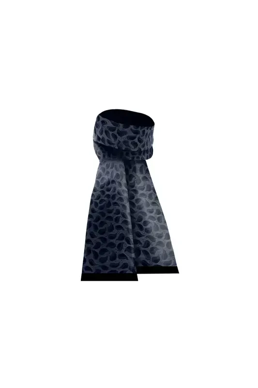 Unisex Drop Patterned Satin Thin Cashmere Textured Warm Soft Winter Scarf-gift-Gray - 3