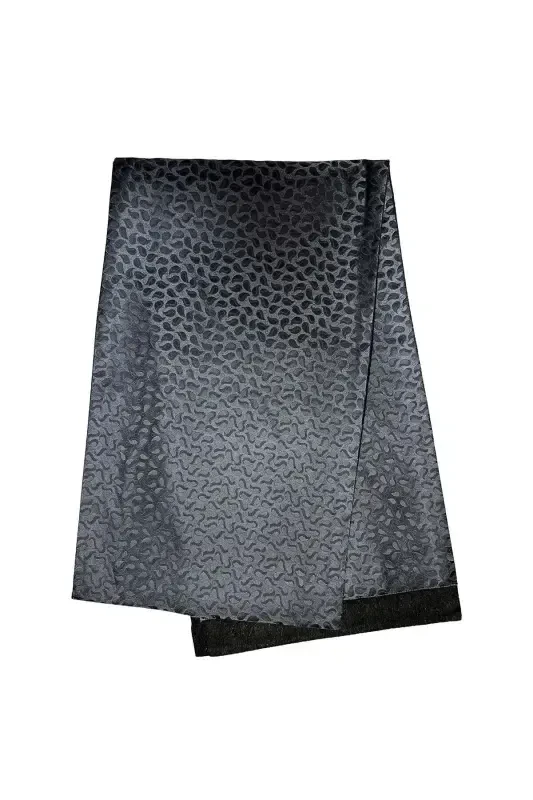 Unisex Drop Patterned Satin Thin Cashmere Textured Warm Soft Winter Scarf-gift-Gray - 4