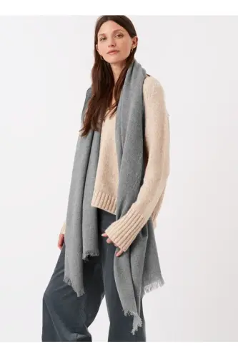 Unisex Düz Gri Kalın Yumuşak Atkı - Gri - 2