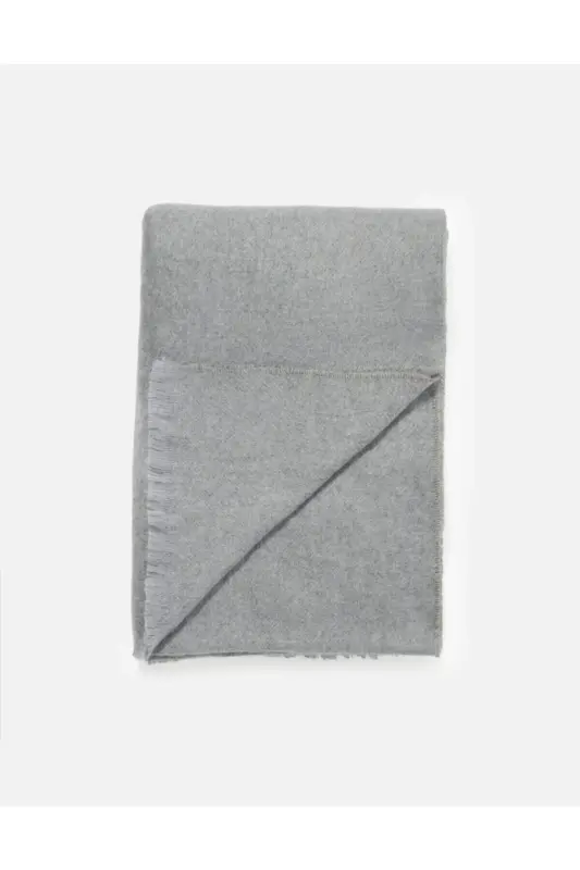 Unisex Düz Gri Kalın Yumuşak Atkı - Gri - 7