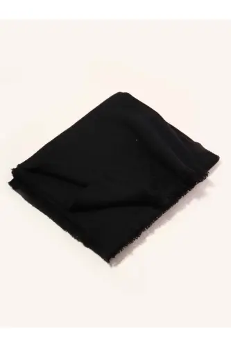 Unisex Düz Siyah Kalın Atkı - Siyah - 7