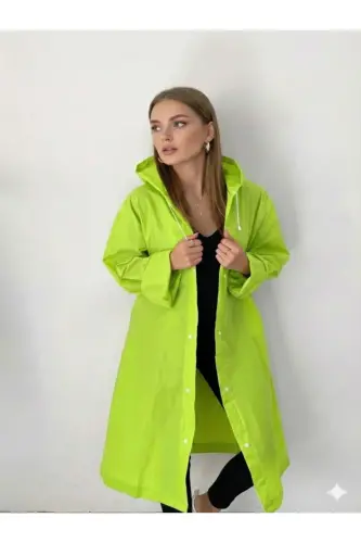 Unisex Fıstık Yeşili Su Rüzgar Geçirmez Yağmurluk - Yeşil 