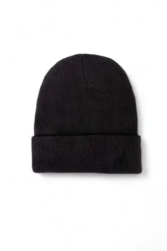 Unisex Foldable Black, White, Gray 3-piece Beanie Set - Black - 3