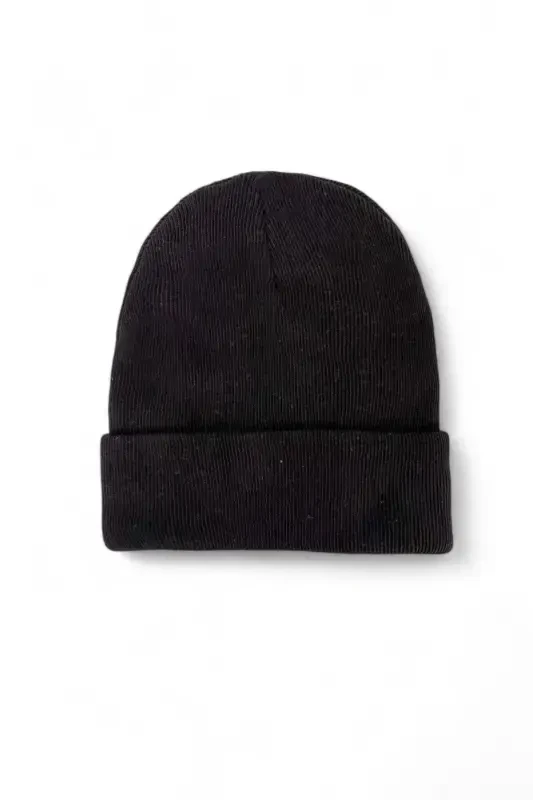 Unisex Foldable Black, White, Gray 3-Piece Beanie Set - Black - 5