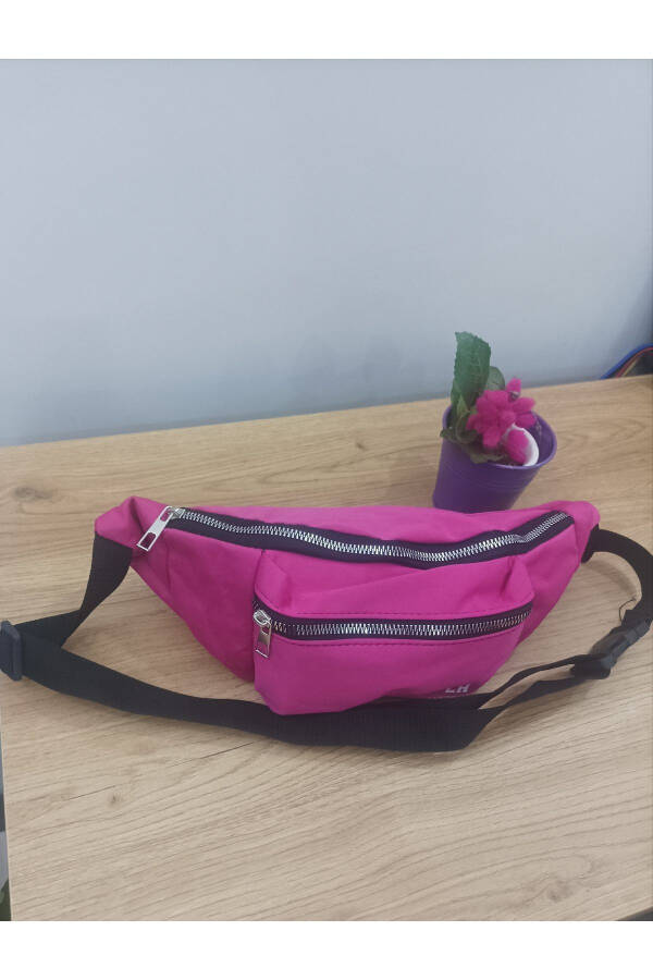 Unisex Fuchsia Two-Compartment Shoulder and Waist Bag (Sent in Gift Box) - 3