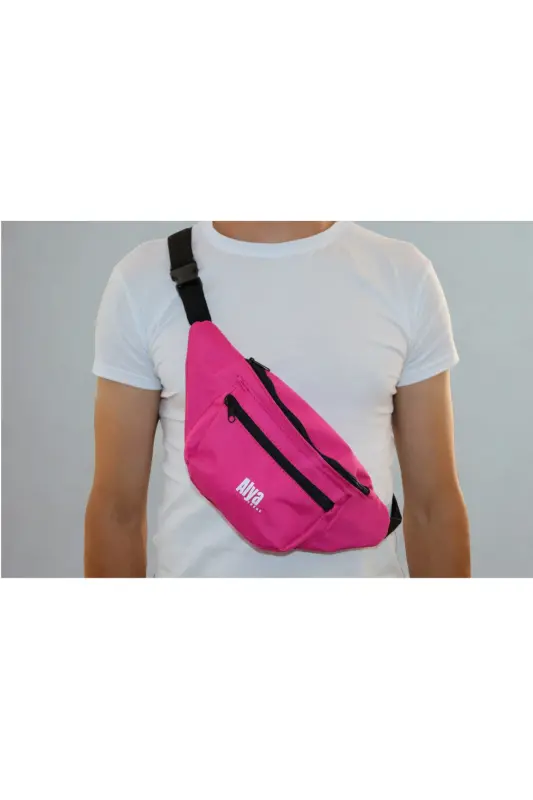 Unisex Fuchsia Two-Compartment Shoulder and Waist Bag (Sent in Gift Box) - 1