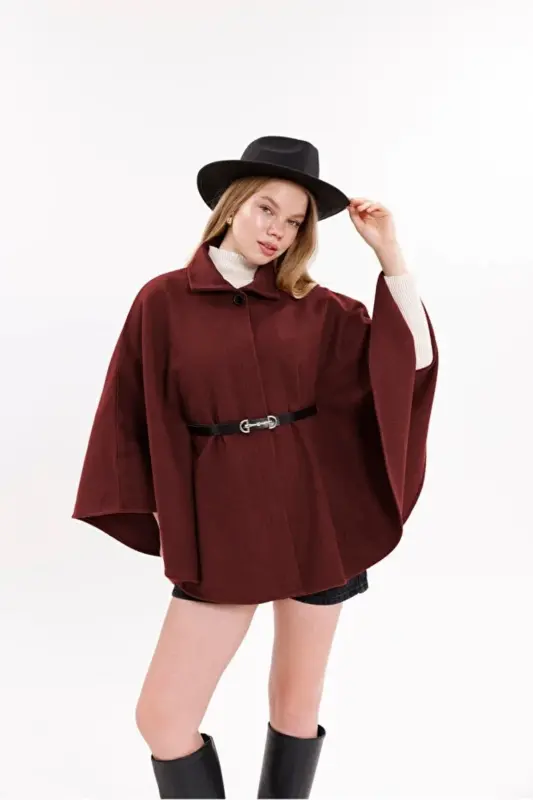 Unisex Füme Ateş Kırmızı Pamuklu Balıkçı Yaka Likralı Kaşkorse Şardonlu Slimfit Boğazlı Kazak - kırmızı - 2