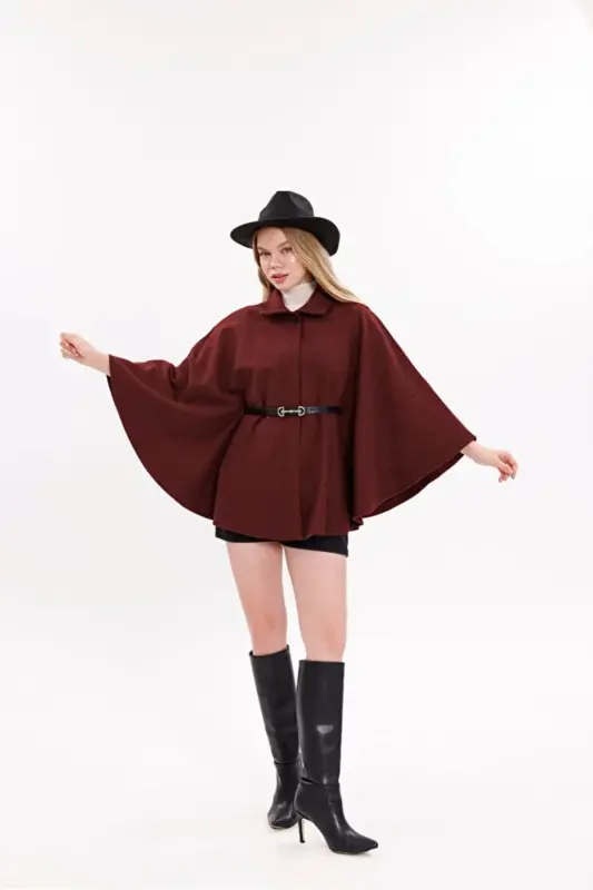 Unisex Füme Ateş Kırmızı Pamuklu Balıkçı Yaka Likralı Kaşkorse Şardonlu Slimfit Boğazlı Kazak - kırmızı - 4