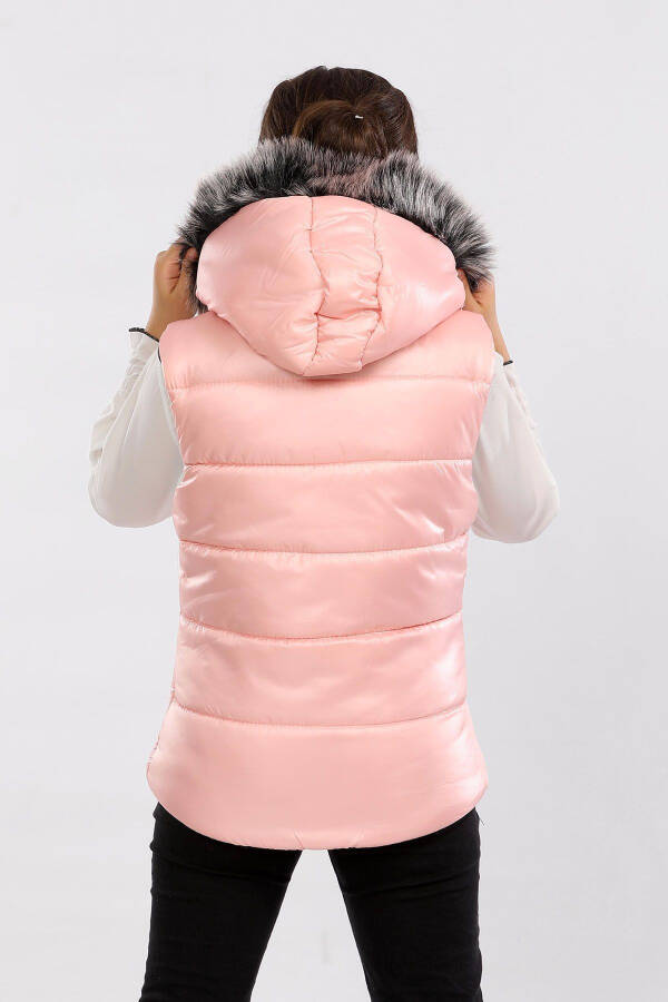 Unisex Fur Hooded Kids Puffer Vest - 3