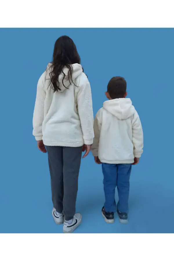 Unisex Genç Çocuk Welsoft Peluş Ceket-Krem - 2