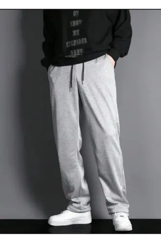 Unisex Gray Baggy Fit Straight Leg Sweatpants-Gray - 2