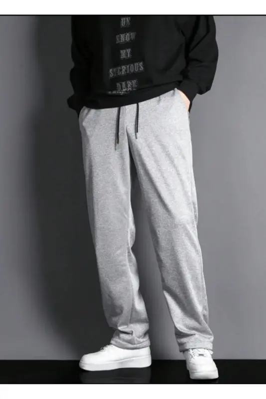 Unisex Gray Baggy Fit Straight Leg Sweatpants-Gray - 2
