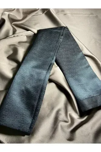 Unisex Gray Striped Satin Fine Cashmere Textured Warm Soft Winter Scarf-Gift-Gray - 3