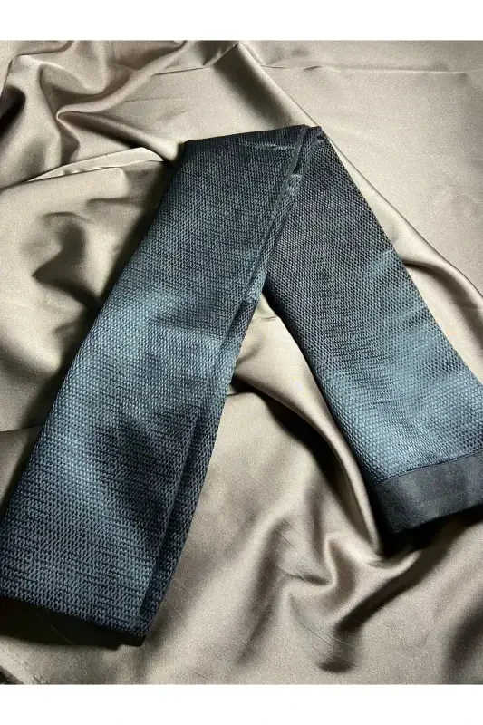 Unisex Gray Striped Satin Fine Cashmere Textured Warm Soft Winter Scarf-Gift-Gray - 3