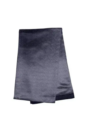 Unisex Gray Striped Satin Fine Cashmere Textured Warm Soft Winter Scarf-Gift-Gray - 5