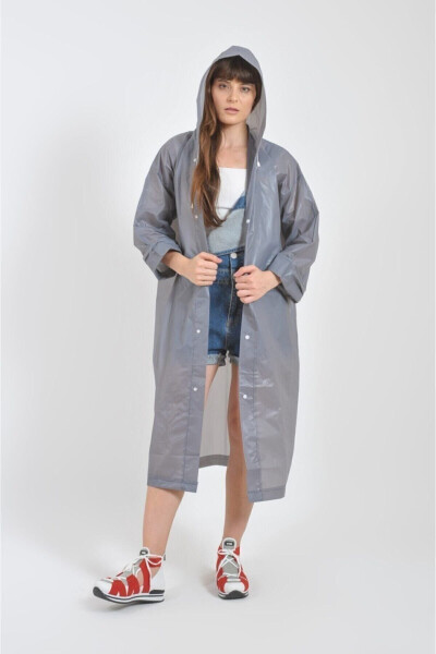 Unisex Grey Eva Fabric Waterproof Windproof Raincoat - 2