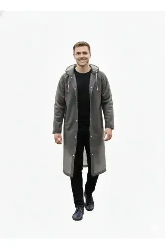 Unisex Grey Eva Fabric Waterproof Windproof Raincoat - 1