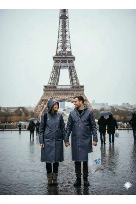 Unisex Grey Eva Fabric Waterproof Windproof Raincoat - 3