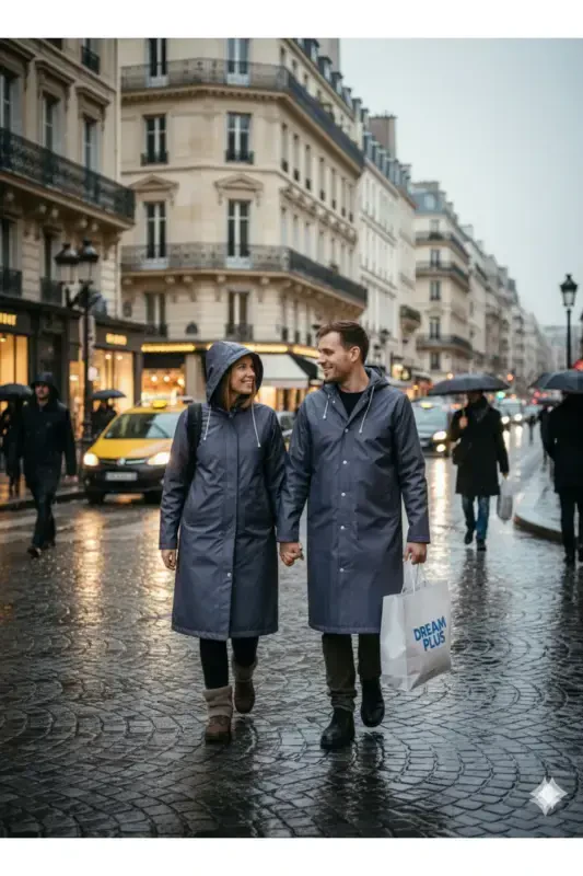 Unisex Grey Eva Fabric Waterproof Windproof Raincoat - 4