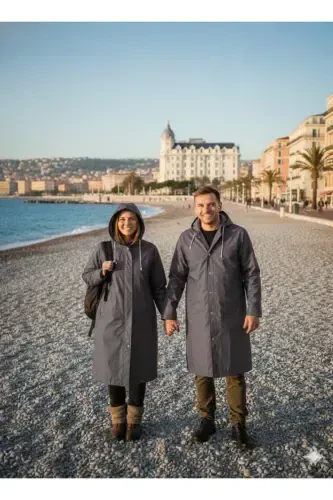 Unisex Grey Eva Fabric Waterproof Windproof Raincoat - 6