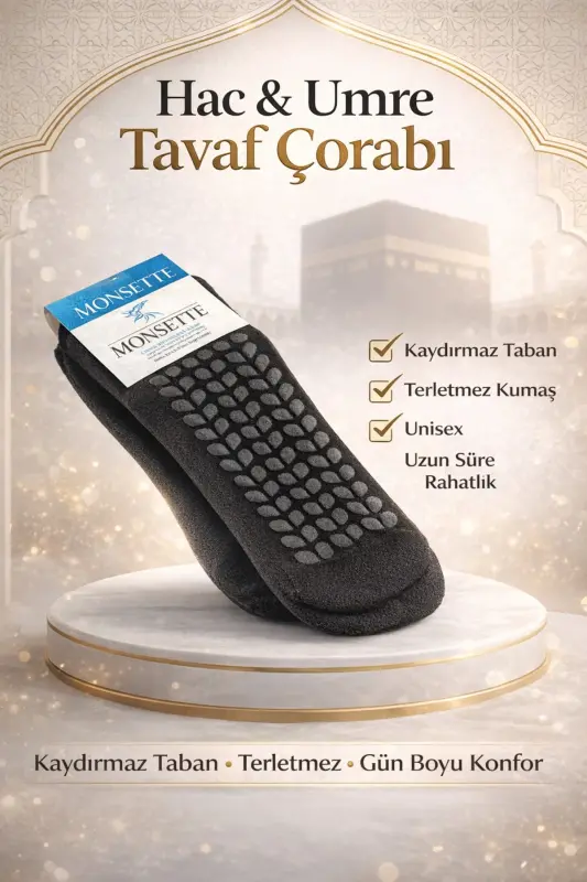 Unisex Hac Umre Tavaf Çorabı - Siyah Renk - IHVAN ONLINE