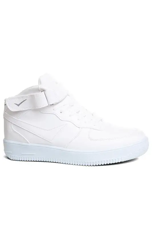 Unisex High Top Velcro Basketball Shoe-High Top Plain White 50 - 1