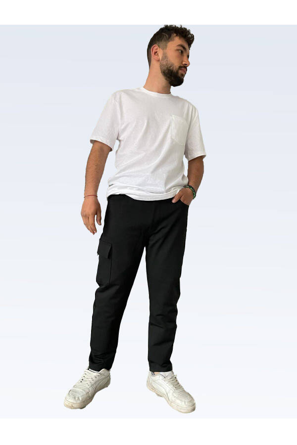 Unisex High Waist Jogger Cargo Pocket Lycra Pants - 1