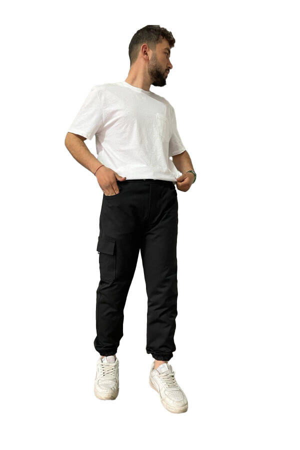 Unisex High Waist Jogger Sweatpants with Cargo Pockets and Lycra - 5