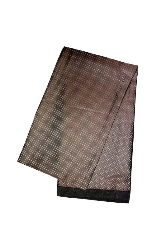 Unisex Kahve Çizgi Desen Fosfor Saten Ince Kaşmir Doku Yumuşak Yeni Nesil Fular Atkı-hediyelik-Bronz - 5