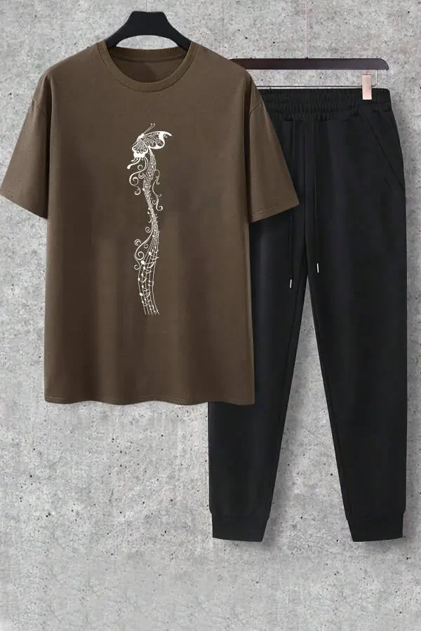 Unisex Kapalak Qo'shiq Bosilgan 2 Qismli Sport Kostyumi - 1