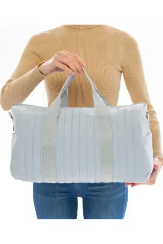 Unisex Kapitoneli Cepli Uzun Askılı Kadın Ve Erkek Kullanabilir Seyahat Fitnes Ve Spor Çantası-Gri - 2