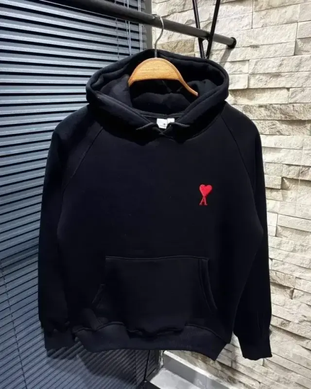Unisex Kapşonlu Baskılı Sweetshirt - Siyah - BÜYÜKBEDENIZ