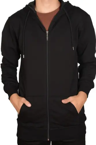 Unisex Kapüşonli Fermuarlı Sweat Hırka-qora - 1