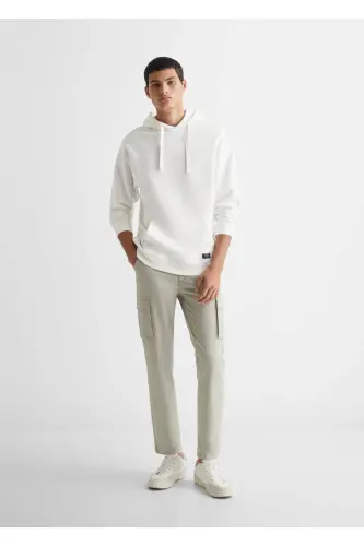 Unisex Kapüşonlu Sweatshirt-Beyaz 