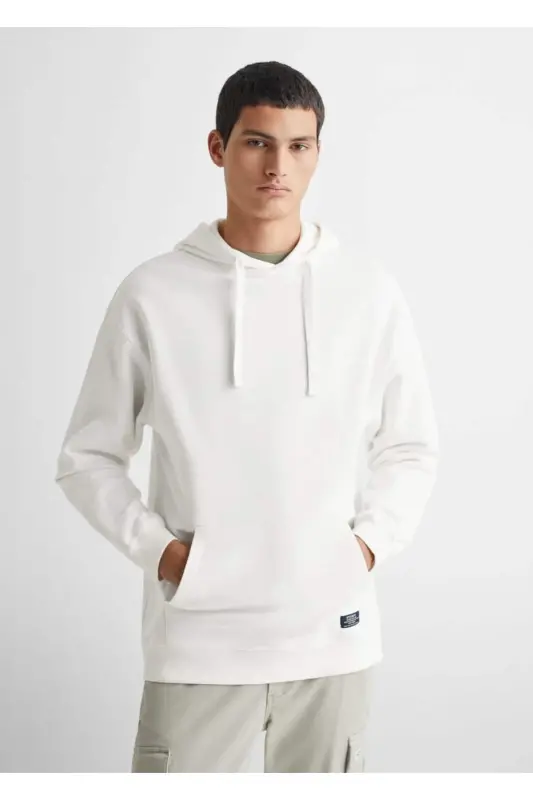 Unisex Kapüşonlu Sweatshirt - Beyaz - 6